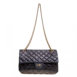 Pre Owned Chanel Black Quilted Leather Reissue Double Gusset Flap Bag