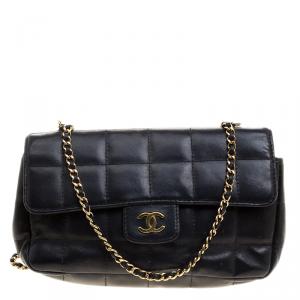 مملوكة مسبقًا Chanel Black Chocolate Bar Quilted Leather East West Flap Shoulder Bag