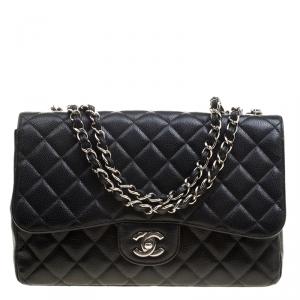 مملوكة مسبقًا Chanel Black Quilted Leather Jumbo Classic Single Flap Bag