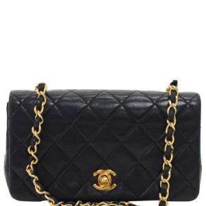 Pre Owned Chanel Black Quilted Leather Mini Vintage Flap Bag