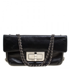 Pre Owned Chanel Black Leather Giant Reissue Flap Shoulder Bag