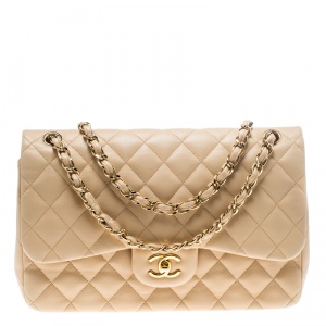 Pre Owned حقيبة شانيل قلاب مزدوج كلاسيك جامبو جلد مبطنة زرقاء