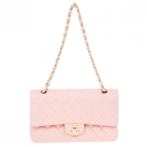 Pre Owned Chanel Pink Caviar Medium Double Flap Bag