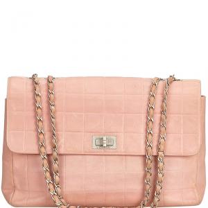 Chanel Pink Leather Choco Bar Shoulder Bag