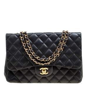 مملوكة مسبقًا Chanel Black Quilted Leather Jumbo Classic Single Flap Bag