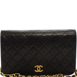 Pre Owned Chanel Black Quilted Leather Vintage Flap Bag