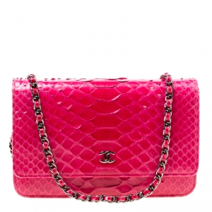 Chanel Pink Python CC Wallet on Chain