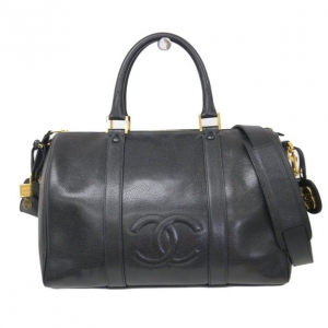Pre Owned Chanel Black Caviar Vintage Boston Bag