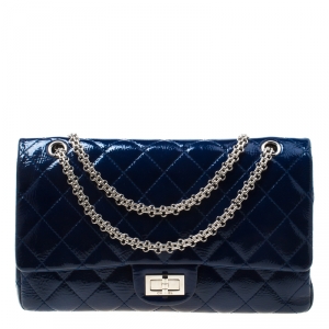 مملوكة مسبقًا Chanel Blue Quilted Patent Leather Reissue 2.55 Classic 227 Flap Bag