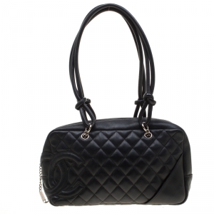 Pre Owned Chanel Black Quilted Leather Cambon Ligne Bowler Bag