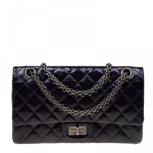 مملوكة مسبقًا Chanel Purple Quilted Patent Leather 2.55 Reissue Classic 225 Flap Bag