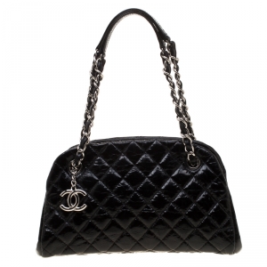 Pre Owned Chanel Black Quilted Leather Medium Mademoiselle Bowling Bag