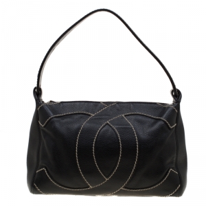 مملوكة مسبقًا Chanel Black Leather Stitched CC Shoulder Bag 