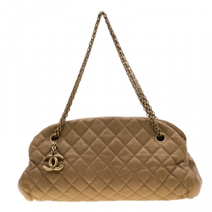 Pre Owned Chanel Gold Leather Just Mademoiselle Bowling Bag