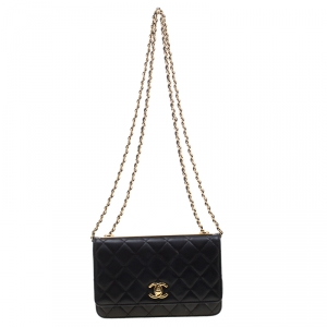 Chanel Black Quilted Leather Trendy CC Wallet On Chain
