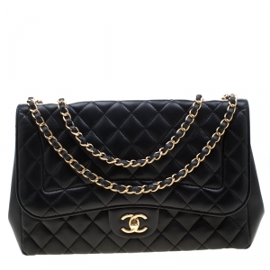 مملوكة مسبقًا Chanel Black Quilted Leather Jumbo Mademoiselle Chic Flap Shoulder Bag