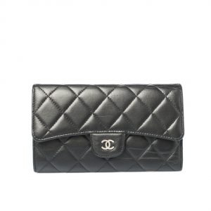 Chanel Black Quilted Leather Classic L Flap Wallet