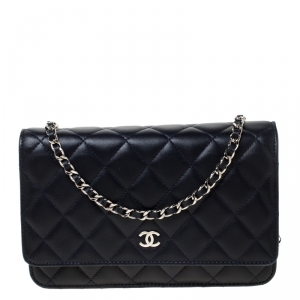 Chanel Dark Navy Quilted Leather WOC Chain Bag