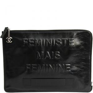 مملوكة مسبقًا Chanel Black Calfskin Leather Femeniste Mais Feminine Zippy Pouch