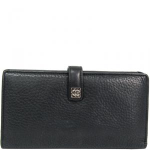 Chanel Black Leather Long Bifold Wallet