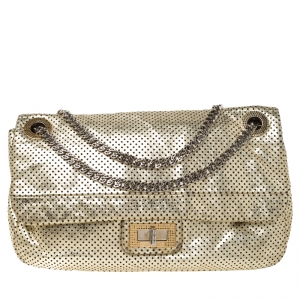 مملوكة مسبقًا Chanel Gold Drill Perforated Leather 2.55 Reissue Classic Flap Bag           