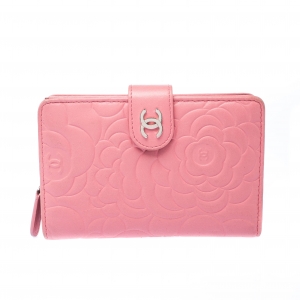 Chanel Pink Camellia Leather CC Wallet