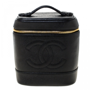 Chanel Black Caviar Leather Vanity Case