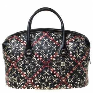 Pre Owned Chanel Black Printed Coated Canvas Boston Bag