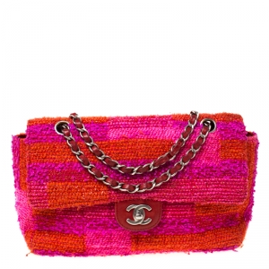 Pre Owned Chanel Multicolor Tweed Medium Classic Single Flap Bag