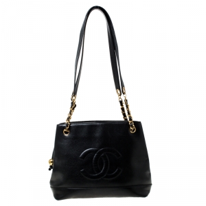 مملوكة مسبقًا Chanel Black Caviar Leather CC Shoulder Bag