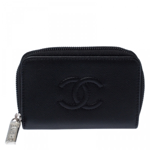 Chanel Black Leather Small Timeless CC Zip Coin Purse