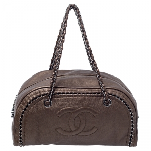 مملوكة مسبقًا Chanel Golden Brown Leather Medium Luxe Ligne Bowler Bag