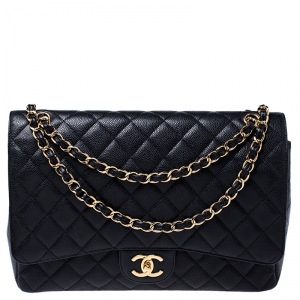 مملوكة مسبقًا Chanel Black Quilted Leather Maxi Classic Double Flap Bag