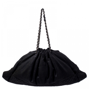 Chanel Black Quilted Jersey Melrose Cabas Bag