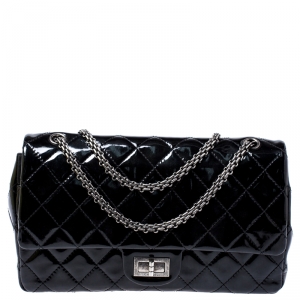 Chanel Black Quilted Patent Leather Reissue 2.55 Classic 227 Flap Bag
