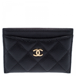Chanel Black Quilted Caviar Leather Classic Card Holder