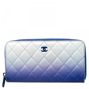 Chanel Blue Ombre Leather CC Zip Around Wallet