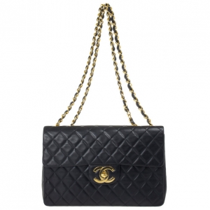 Pre Owned Chanel Vintage Black Jumbo XL Flap Bag
