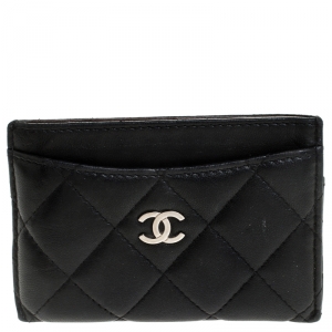 Chanel Black Quilted Caviar Leather Classic Card Holder