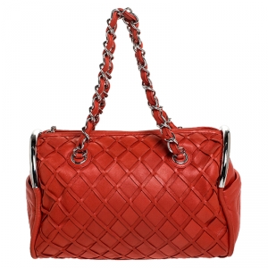 مملوكة مسبقًا Chanel Orange Leather Ultimate Soft Sombrero Bowler Bag