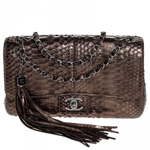 Chanel Metallic Python Tassel Flap Bag