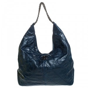 حقيبة هوبو شانيل كوكو سوبلي جلد مبطن أزرق