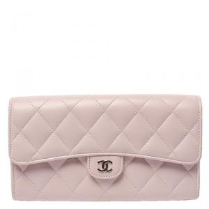 Chanel Pink Quilted Leather Long Wallet 