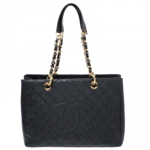 مملوكة مسبقًا Chanel Black Quilted Caviar Leather GST Tote
