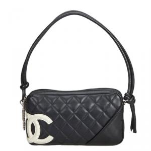 Pre Owned Chanel Black Quilted Leather Cambon Ligne Pochette
