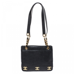 مملوكة مسبقًا Chanel Black Caviar Leather Triple CC Shoulder Bag