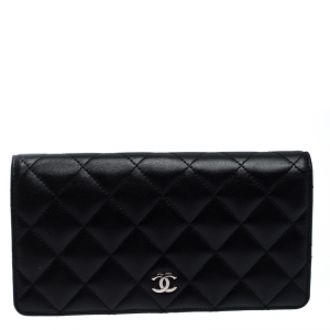 Chanel Black Quilted Leather CC Long Wallet