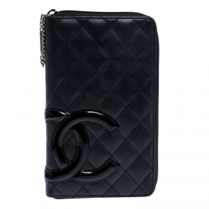 Chanel Black Quilted Leather Cambon Ligne Zippy Organizer Wallet