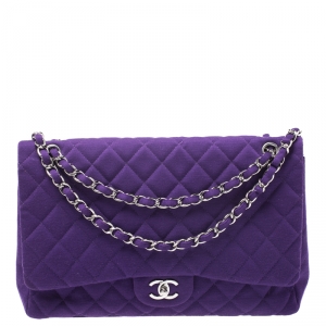 مملوكة مسبقًا Chanel Purple Quilted Jersey Maxi Classic Single Flap Bag