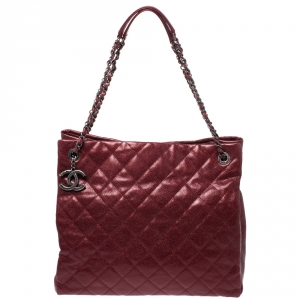 مملوكة مسبقًا Chanel Metallic Red Caviar Leather Shopper Tote